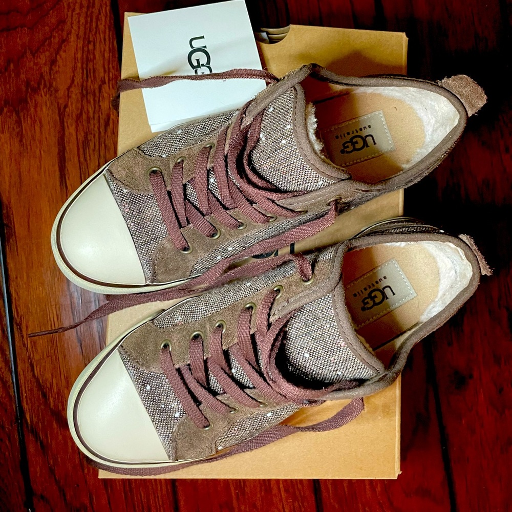 Ugg Evera brown tweed, fleece lined sneakers US size 7